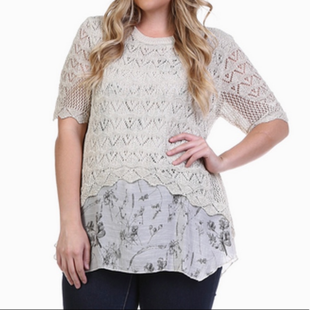 PLUS SIZE ❤️Crochet and Chiffon Blouse